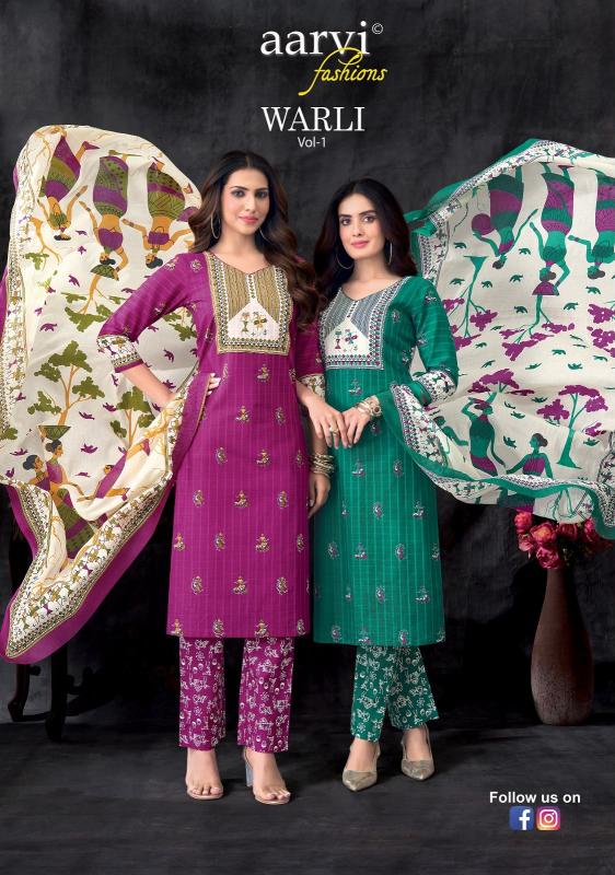 Aarvi warli vol-1 cotton satin kurtis wholesale